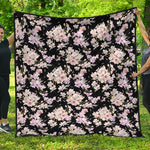 Watercolor Orchid Flower Pattern Print Quilt