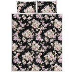 Watercolor Orchid Flower Pattern Print Quilt Bed Set