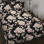 Watercolor Orchid Flower Pattern Print Quilt Bed Set