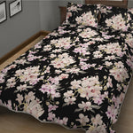 Watercolor Orchid Flower Pattern Print Quilt Bed Set