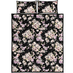 Watercolor Orchid Flower Pattern Print Quilt Bed Set