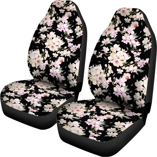 Watercolor Orchid Flower Pattern Print Universal Fit Car Seat Covers
