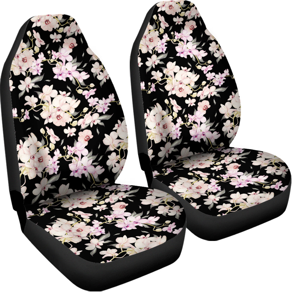 Watercolor Orchid Flower Pattern Print Universal Fit Car Seat Covers