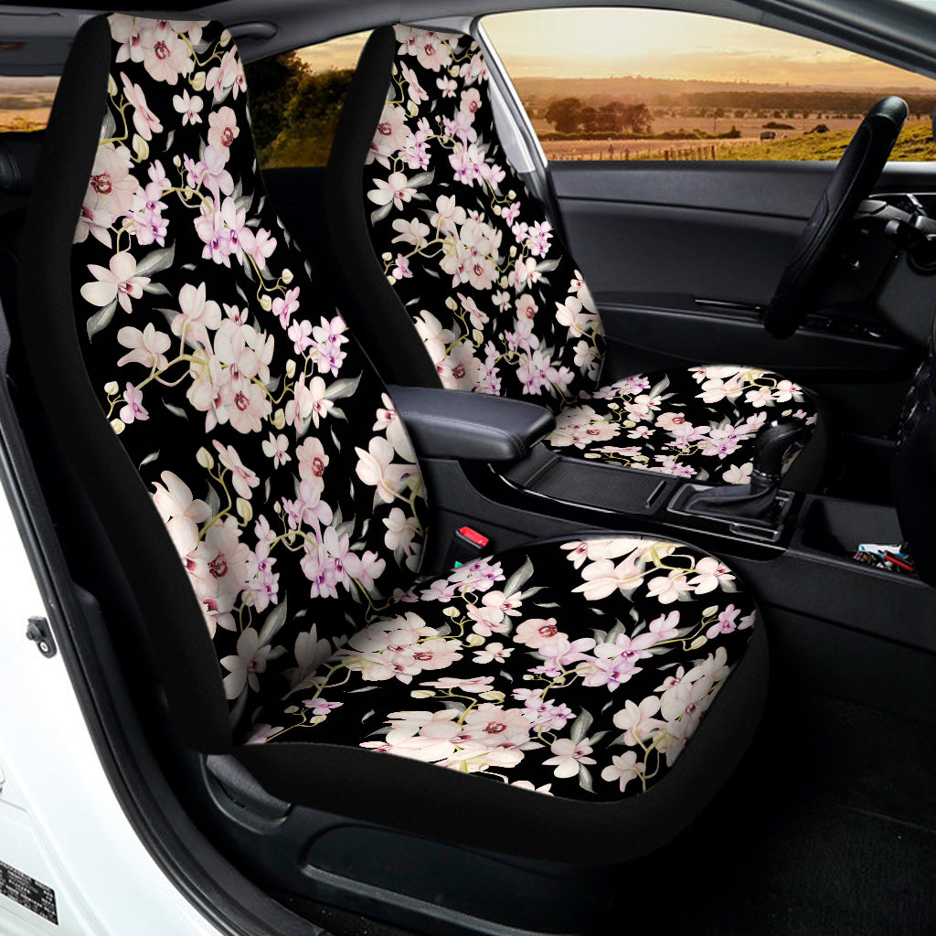 Watercolor Orchid Flower Pattern Print Universal Fit Car Seat Covers
