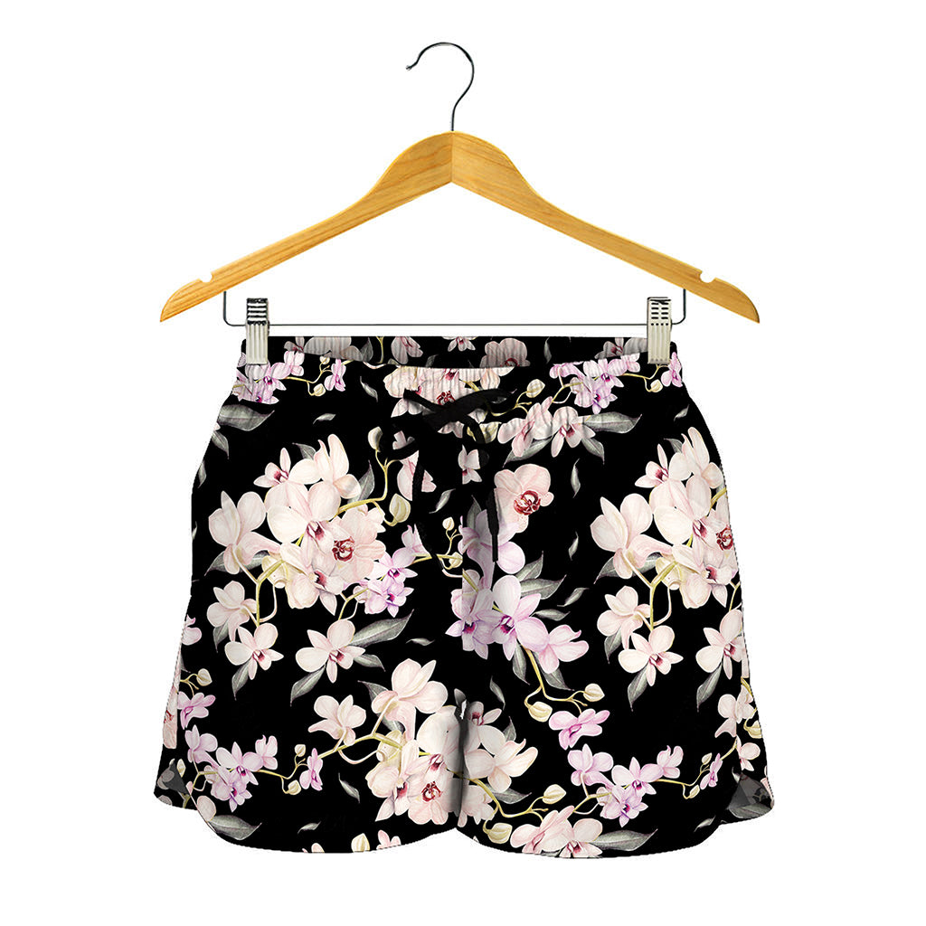 Watercolor Orchid Flower Pattern Print Women's Shorts