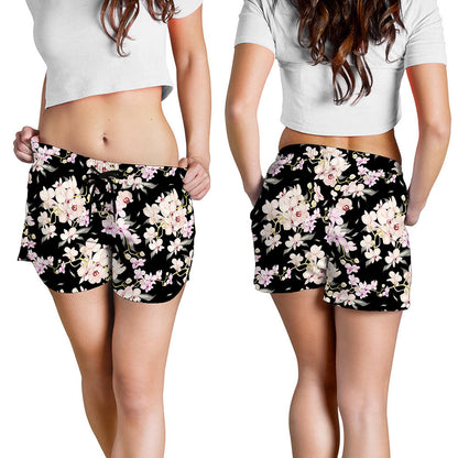 Watercolor Orchid Flower Pattern Print Women's Shorts