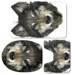 Watercolor Painting Wolf Print 3 Piece Bath Mat Set