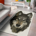 Watercolor Painting Wolf Print Area Rug