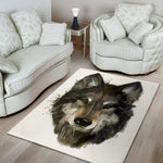 Watercolor Painting Wolf Print Area Rug
