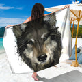 Watercolor Painting Wolf Print Beach Sarong Wrap