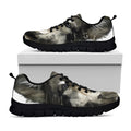 Watercolor Painting Wolf Print Black Running Shoes