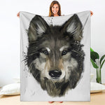 Watercolor Painting Wolf Print Blanket