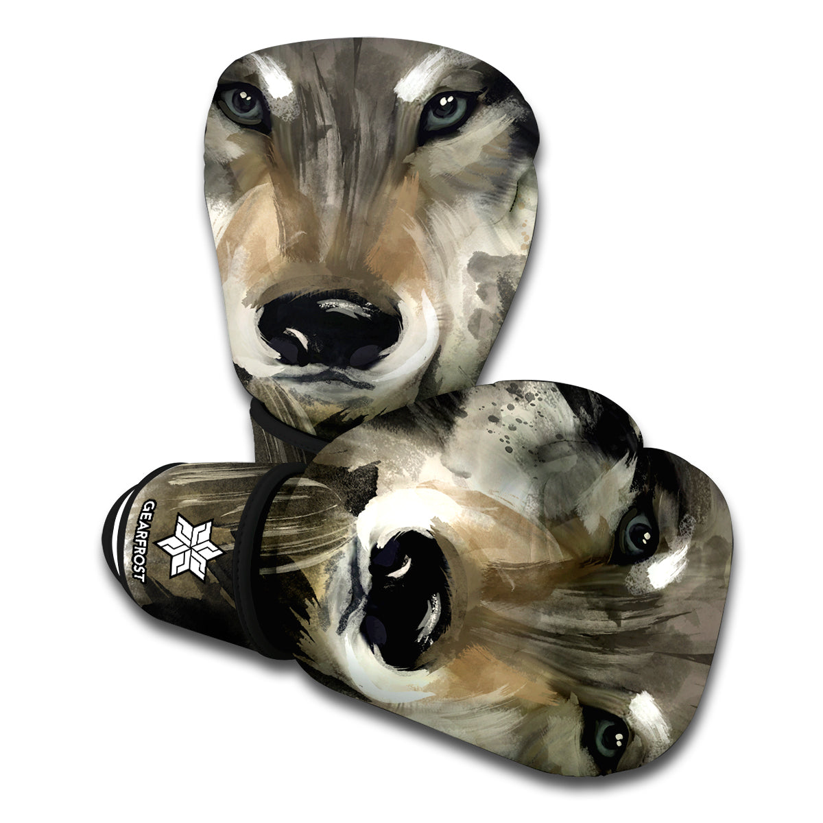 Watercolor Painting Wolf Print Boxing Gloves