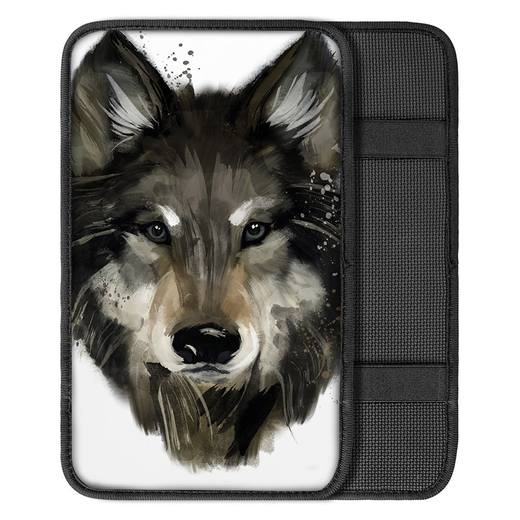 Watercolor Painting Wolf Print Car Center Console Cover