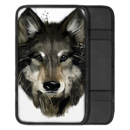 Watercolor Painting Wolf Print Car Center Console Cover