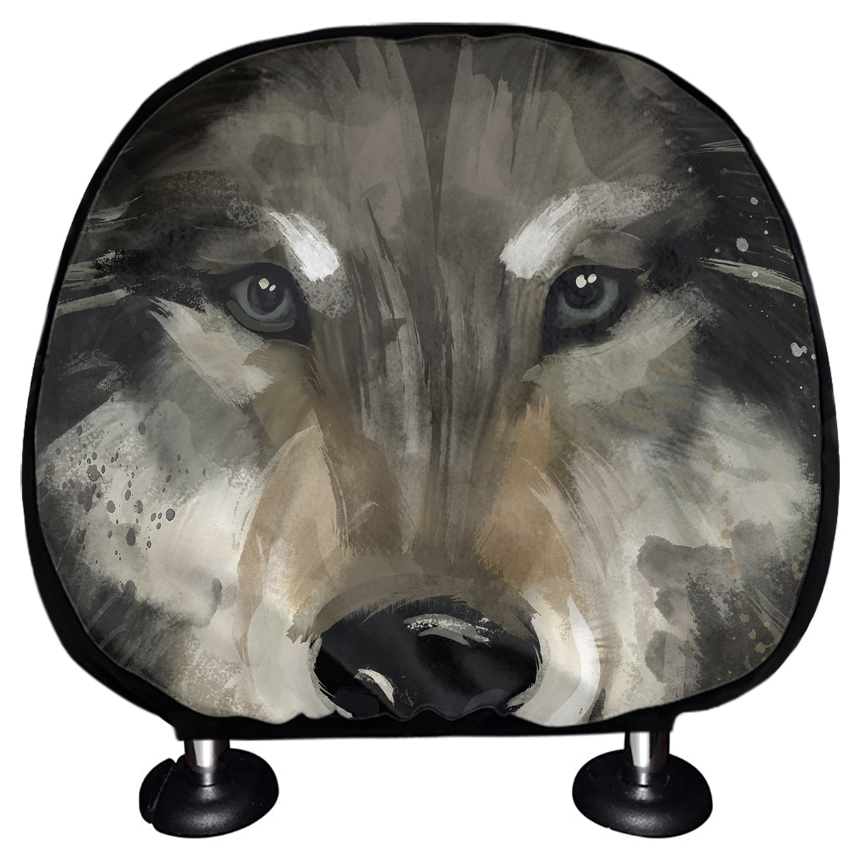 Watercolor Painting Wolf Print Car Headrest Covers