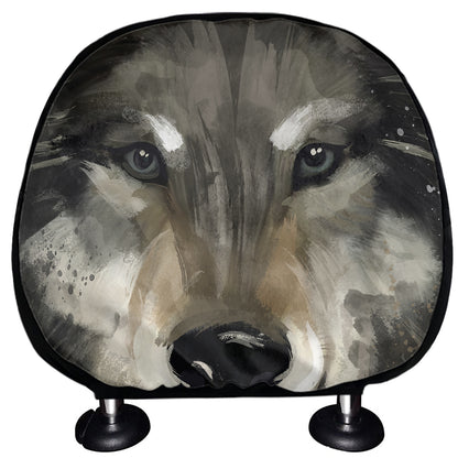Watercolor Painting Wolf Print Car Headrest Covers