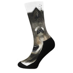 Watercolor Painting Wolf Print Crew Socks
