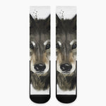 Watercolor Painting Wolf Print Crew Socks