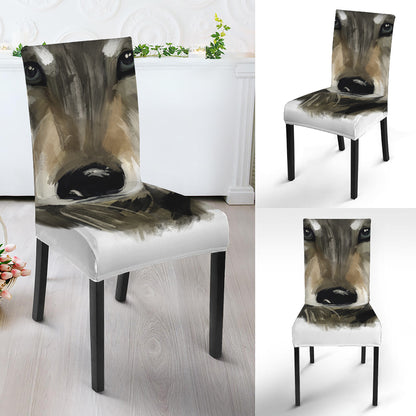 Watercolor Painting Wolf Print Dining Chair Slipcover