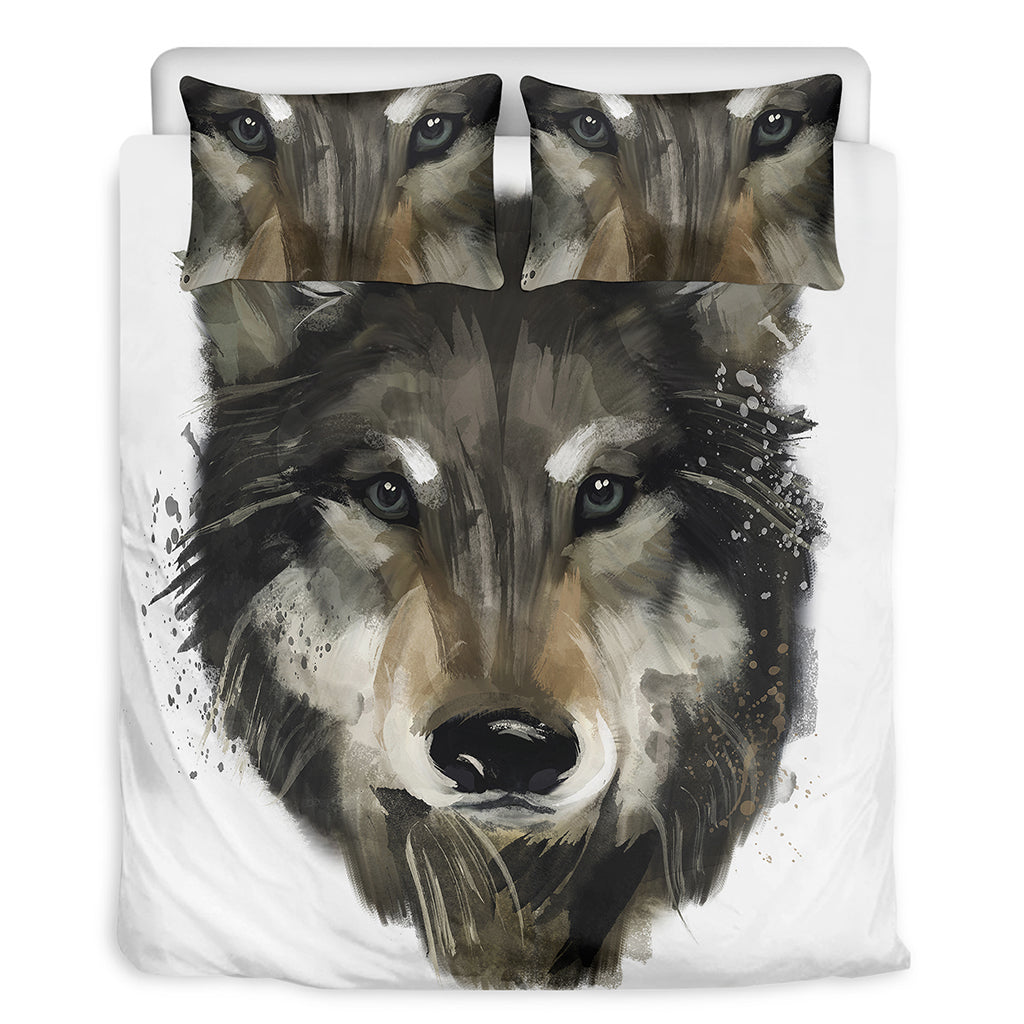 Watercolor Painting Wolf Print Duvet Cover Bedding Set