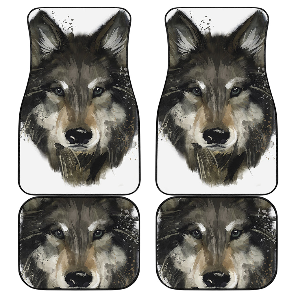 Watercolor Painting Wolf Print Front and Back Car Floor Mats