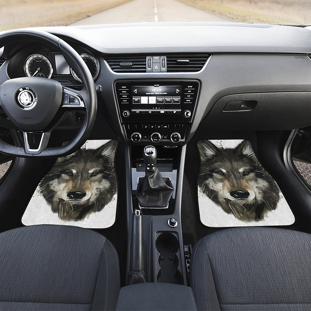 Watercolor Painting Wolf Print Front and Back Car Floor Mats