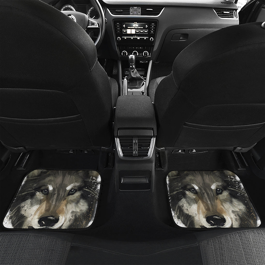 Watercolor Painting Wolf Print Front and Back Car Floor Mats