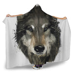 Watercolor Painting Wolf Print Hooded Blanket