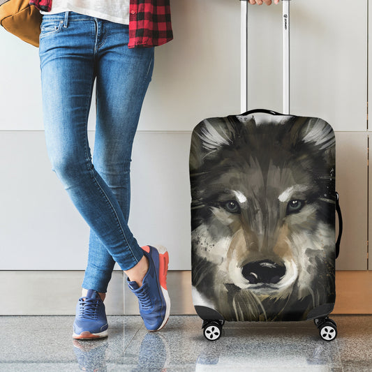 Watercolor Painting Wolf Print Luggage Cover