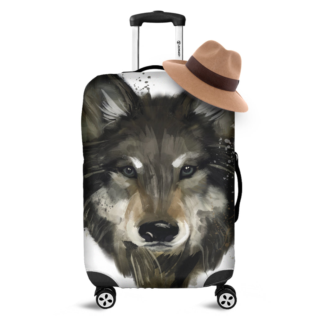 Watercolor Painting Wolf Print Luggage Cover