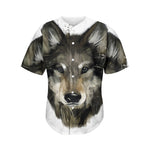 Watercolor Painting Wolf Print Men's Baseball Jersey