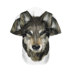 Watercolor Painting Wolf Print Men's Baseball Jersey