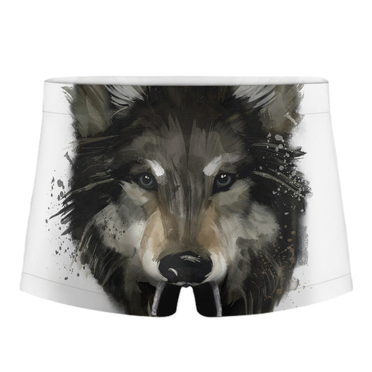 Watercolor Painting Wolf Print Men's Boxer Briefs