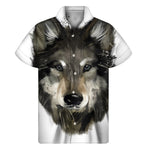 Watercolor Painting Wolf Print Men's Short Sleeve Shirt