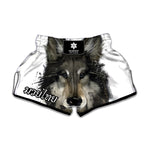 Watercolor Painting Wolf Print Muay Thai Boxing Shorts