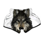 Watercolor Painting Wolf Print Muay Thai Boxing Shorts