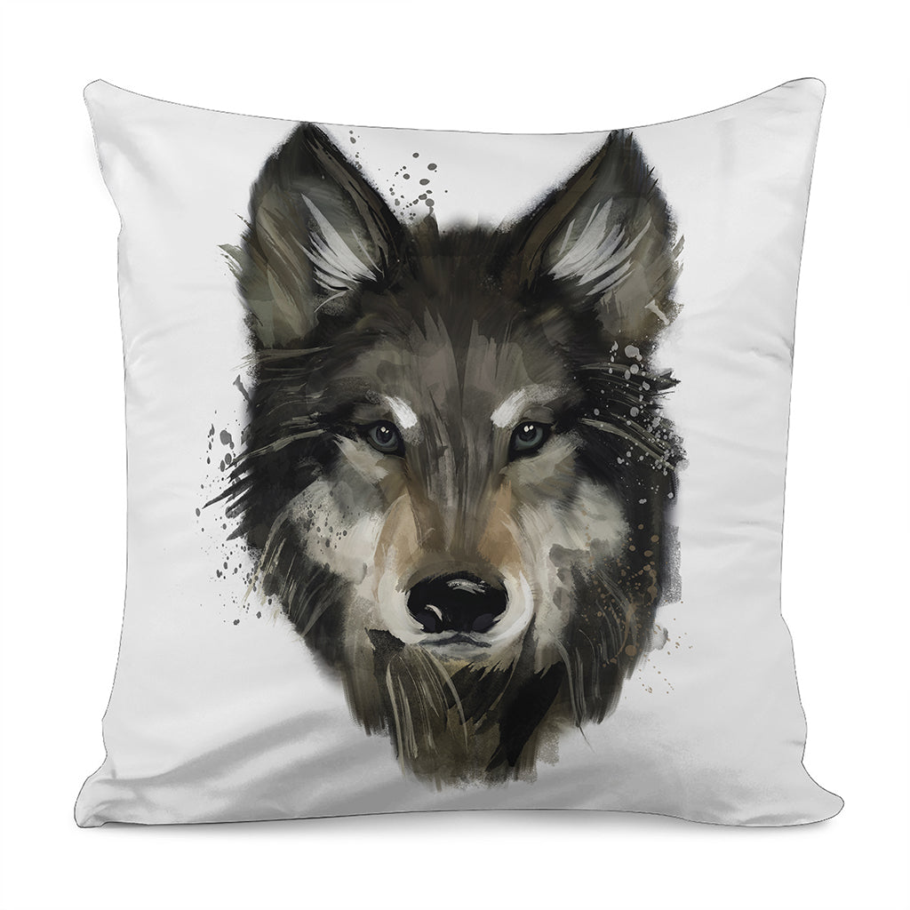 Watercolor Painting Wolf Print Pillow Cover