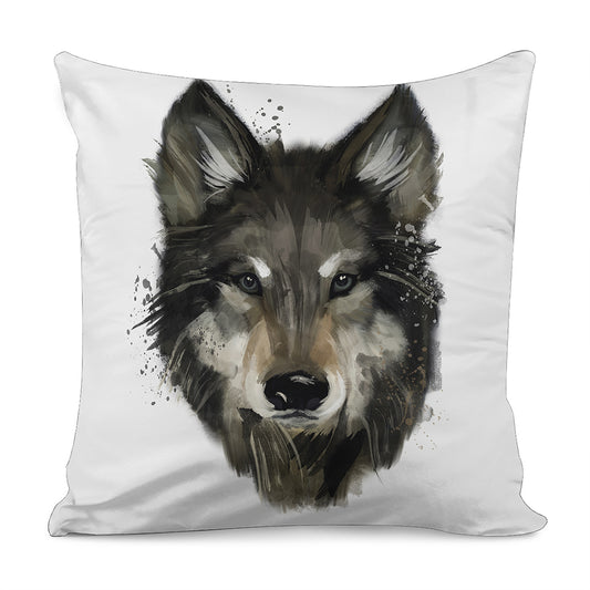 Watercolor Painting Wolf Print Pillow Cover