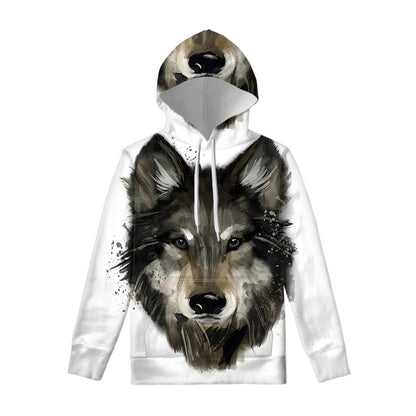 Watercolor Painting Wolf Print Pullover Hoodie