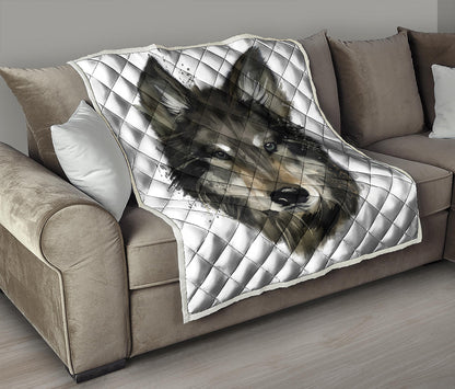 Watercolor Painting Wolf Print Quilt