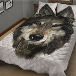 Watercolor Painting Wolf Print Quilt Bed Set