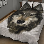 Watercolor Painting Wolf Print Quilt Bed Set