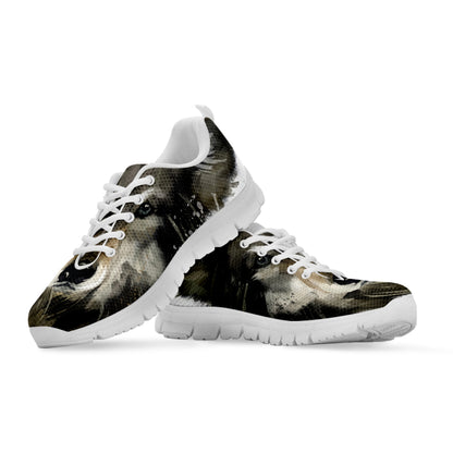 Watercolor Painting Wolf Print White Sneakers