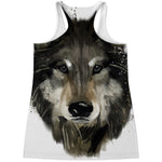 Watercolor Painting Wolf Print Women's Racerback Tank Top