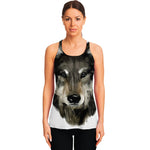 Watercolor Painting Wolf Print Women's Racerback Tank Top