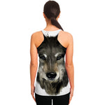 Watercolor Painting Wolf Print Women's Racerback Tank Top