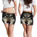 Watercolor Painting Wolf Print Women's Shorts