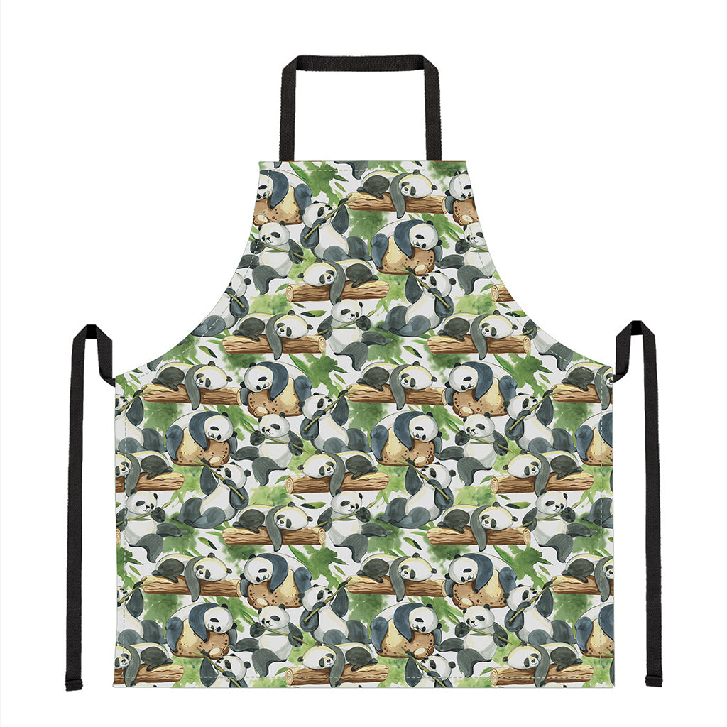 Watercolor Panda Bear Pattern Print Apron