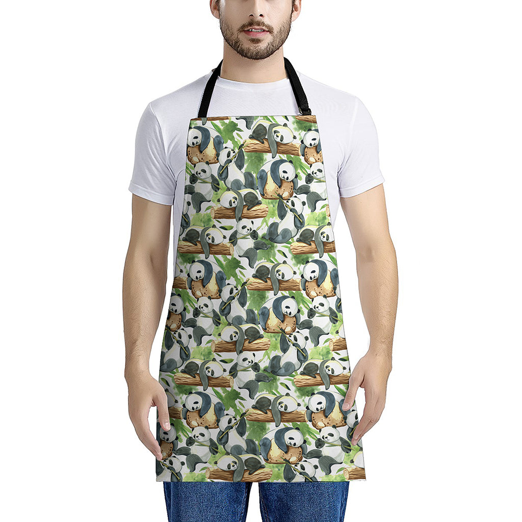 Watercolor Panda Bear Pattern Print Apron